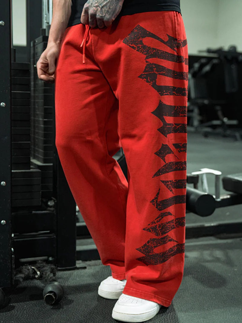 Bodybuilding-Jogginghose mit Print und weitem Bein