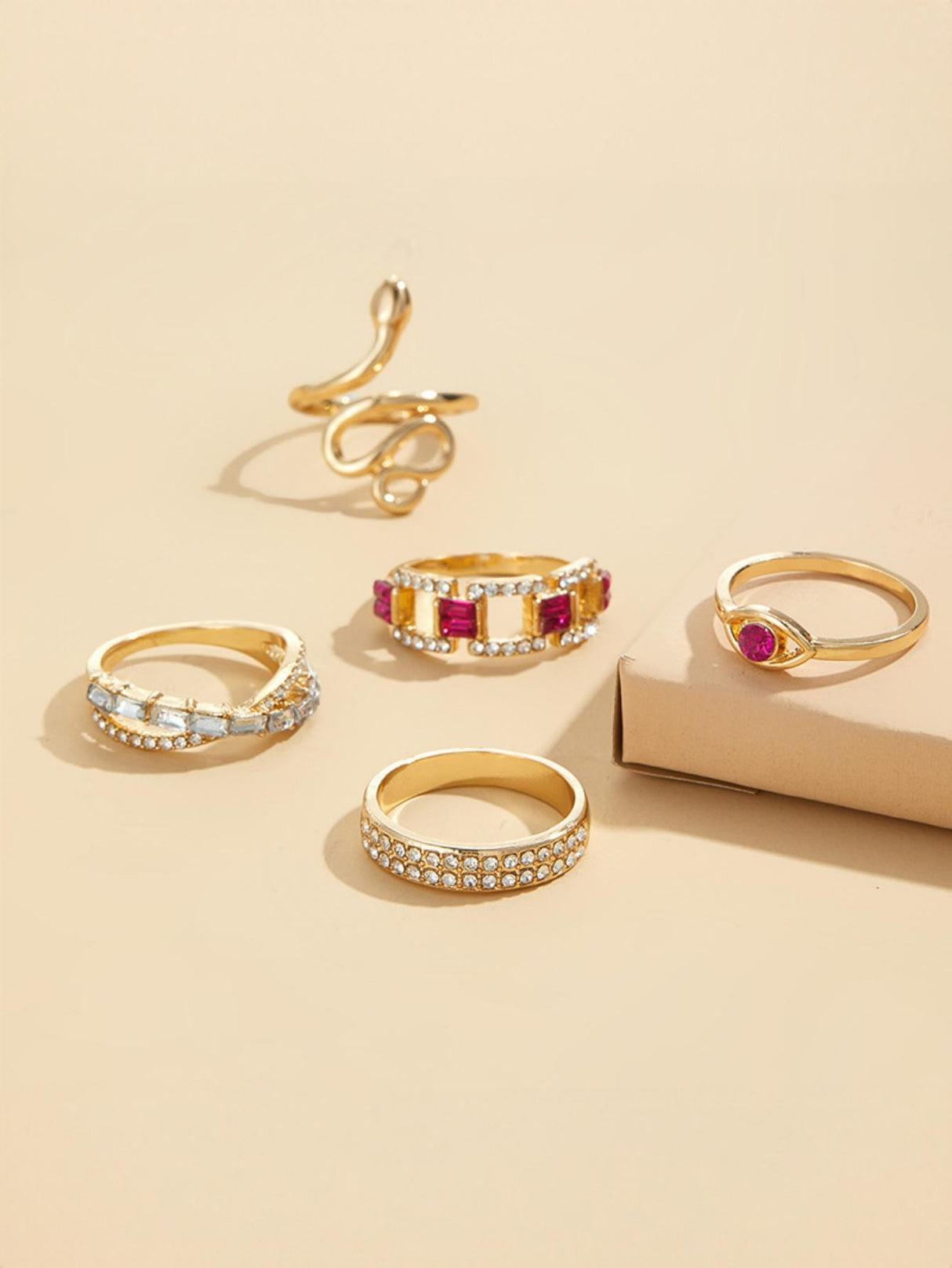 Diamond-encrusted Snake Ring Set