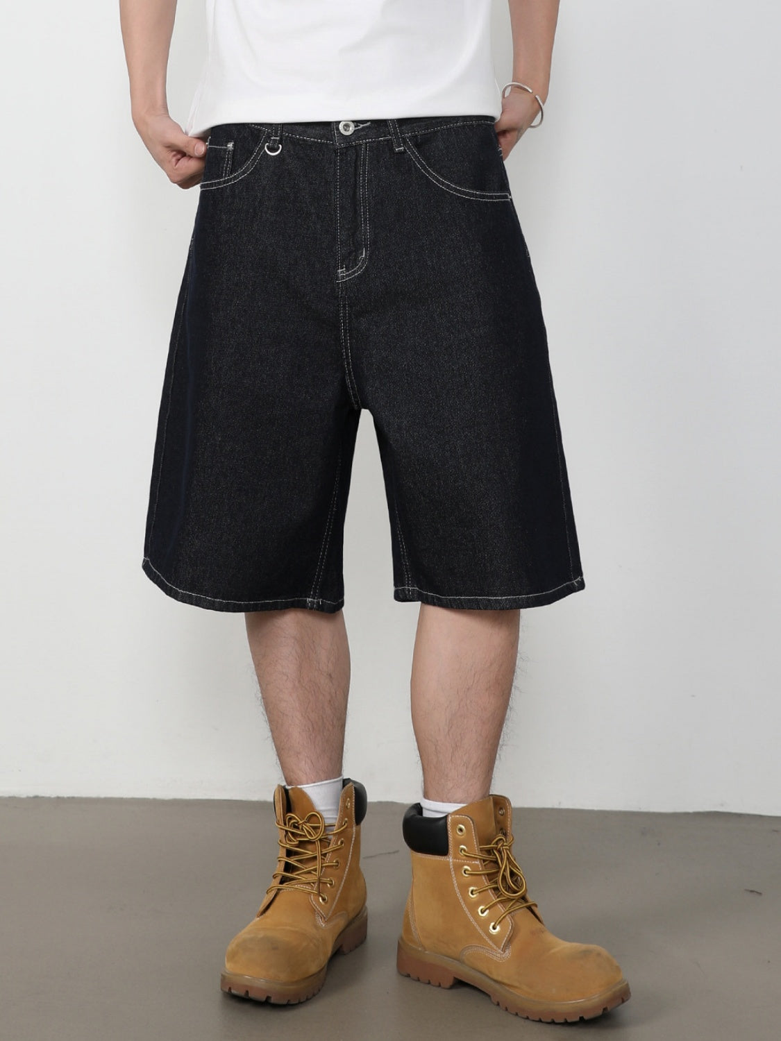 Retro Five Points Loose-fit Leisure Denim Shorts