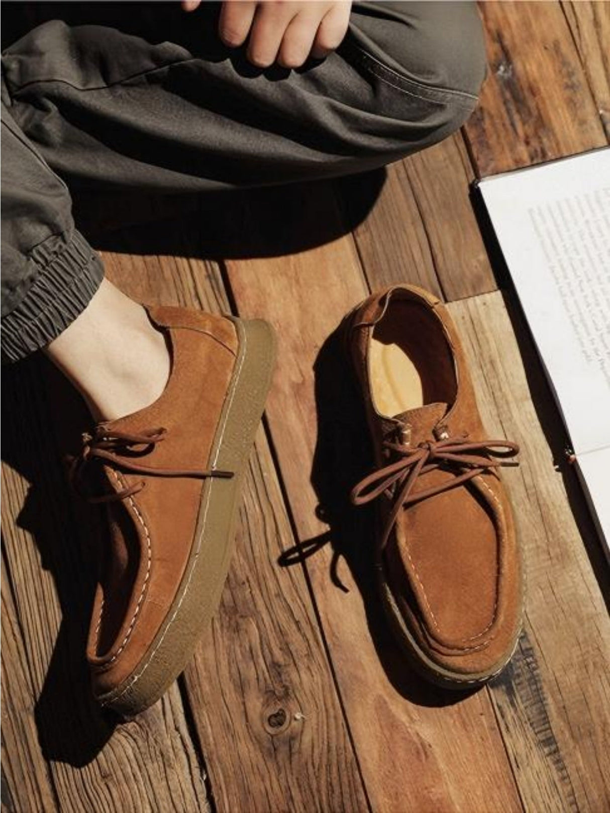 Outdoor Suede Lace-up Flat Shoes