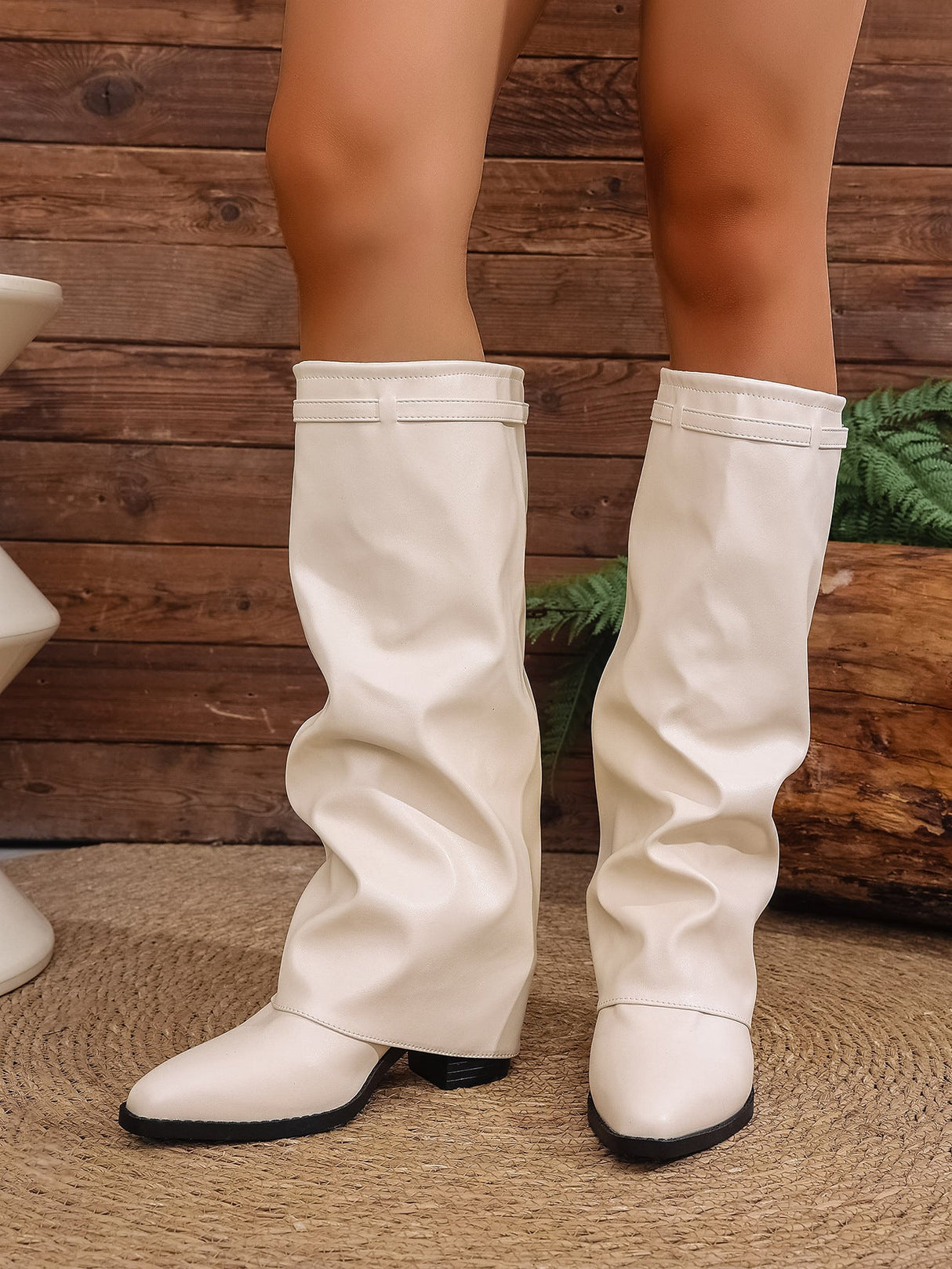 Pleated High-heeled Women's Boots