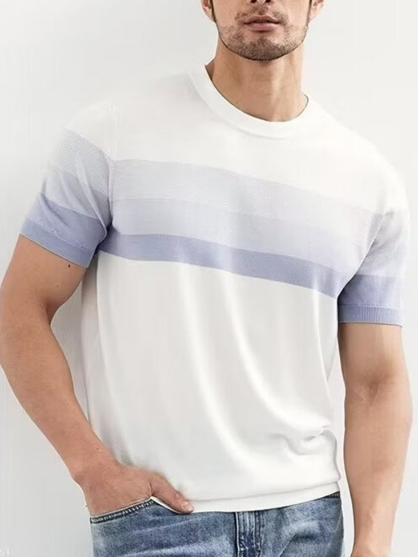 Gradient Stripes Color Matching Slim-fit T-shirts