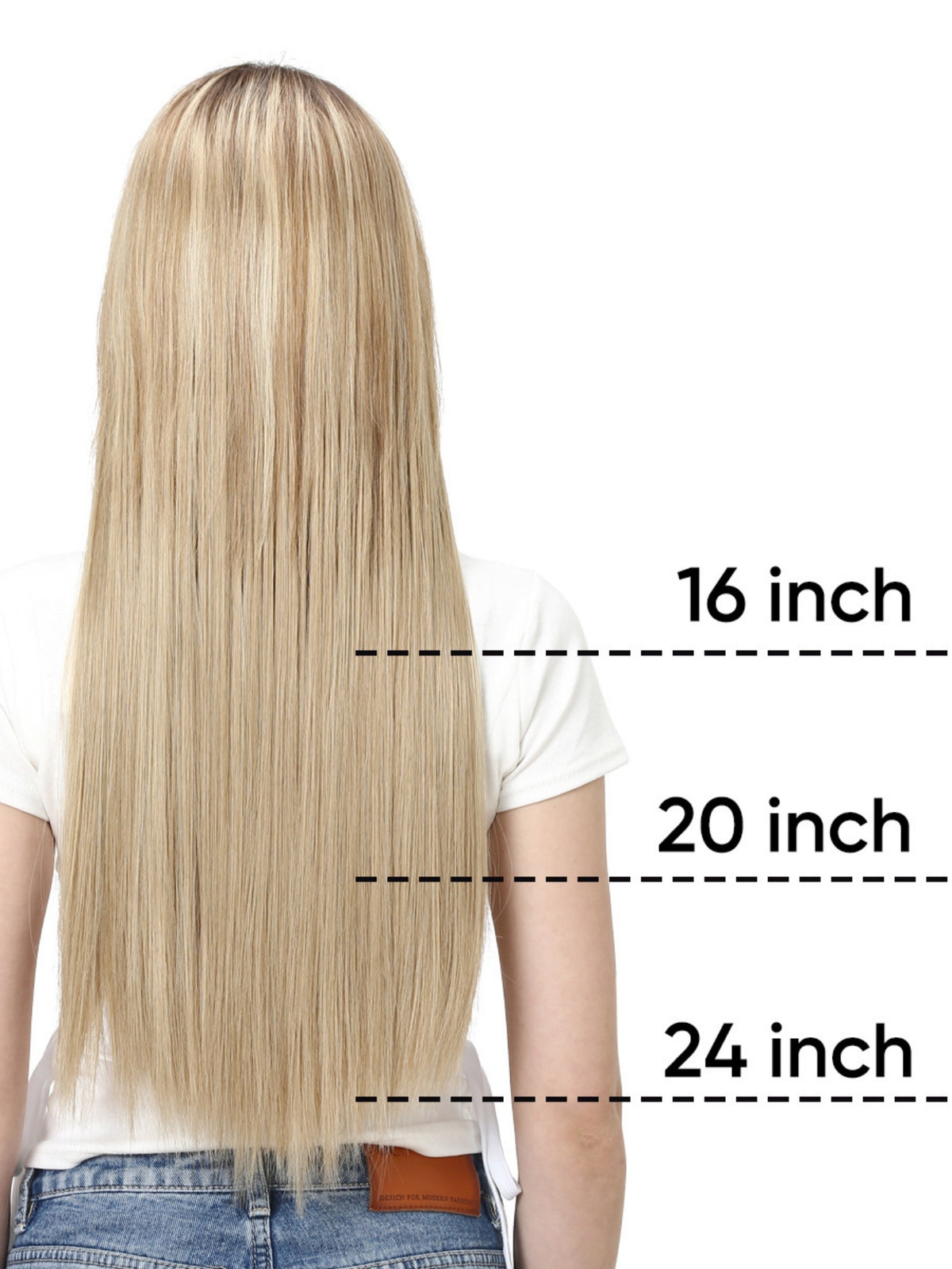 U-shaped Half-head Wig With Seamless Hair Extensions, One-piece Long Straight Wig
