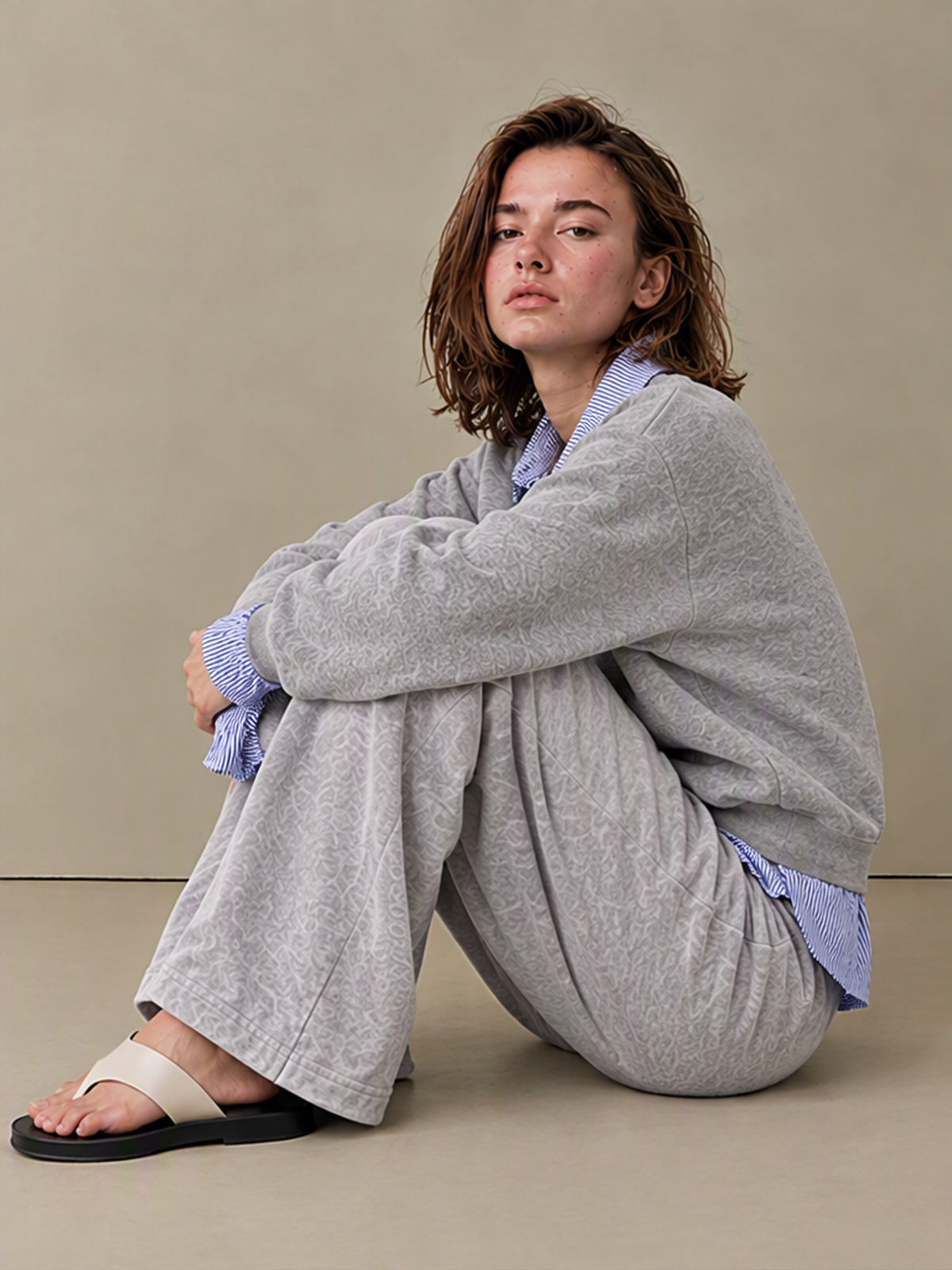 Striped Faux Two-piece Patchwork Sweatshirt