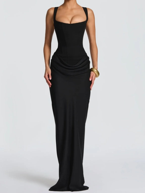 Sexy Pleated Halter-neck Fishtail Design Elegant Strapless Bodycon Dress