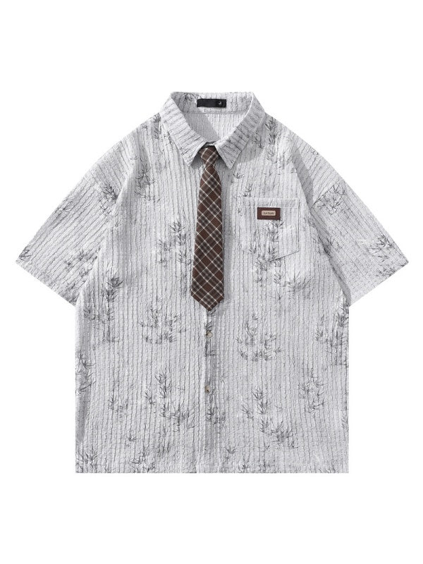 Bamboo Printed Ties Loose-fit Shirts