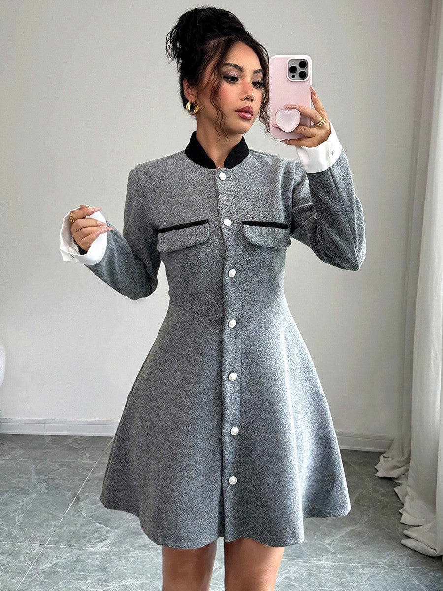 A-line Style With Contrasting Colors Cute Short Dress