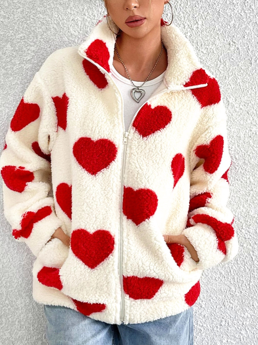 Christmas Cardigan Zipper Heart Jacket
