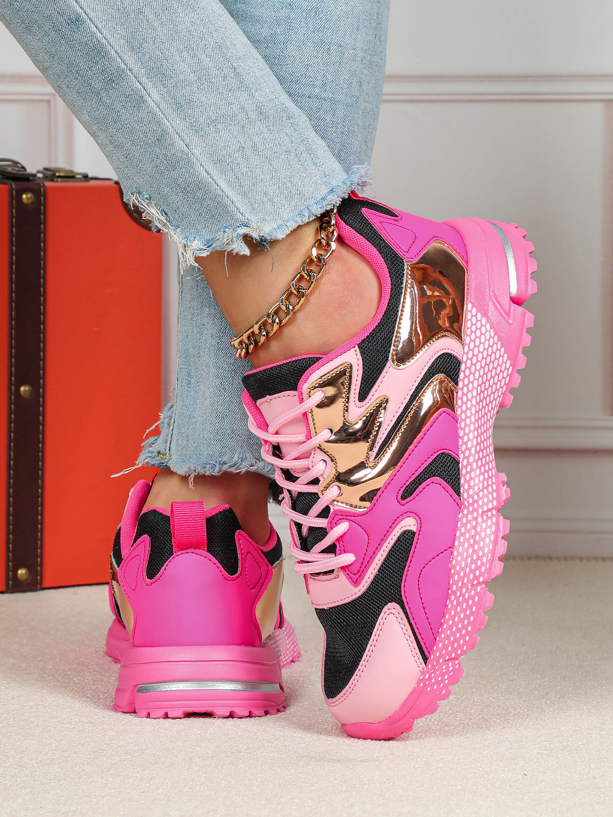 Color-blocked Platform Women's Casual Sneakers