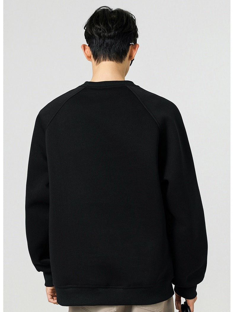 Boxy Structure Patchwork Collarless Sweatshirt