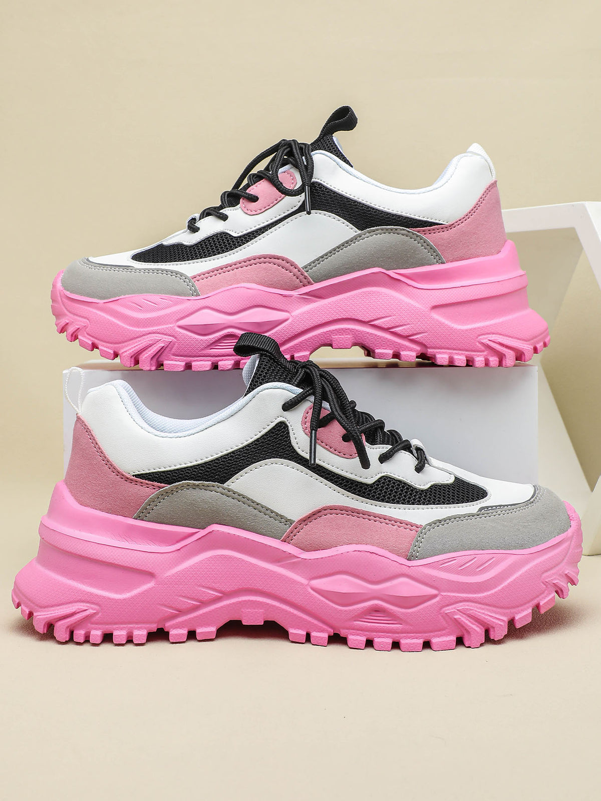 Color-blocked Platform Women's Casual Sneakers