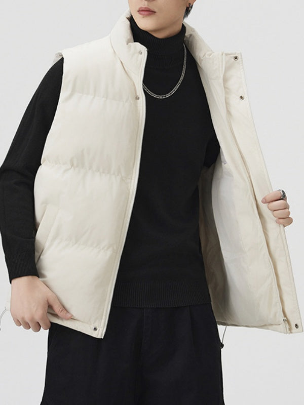 Stand-Collar Oversized Sleeveless Vest