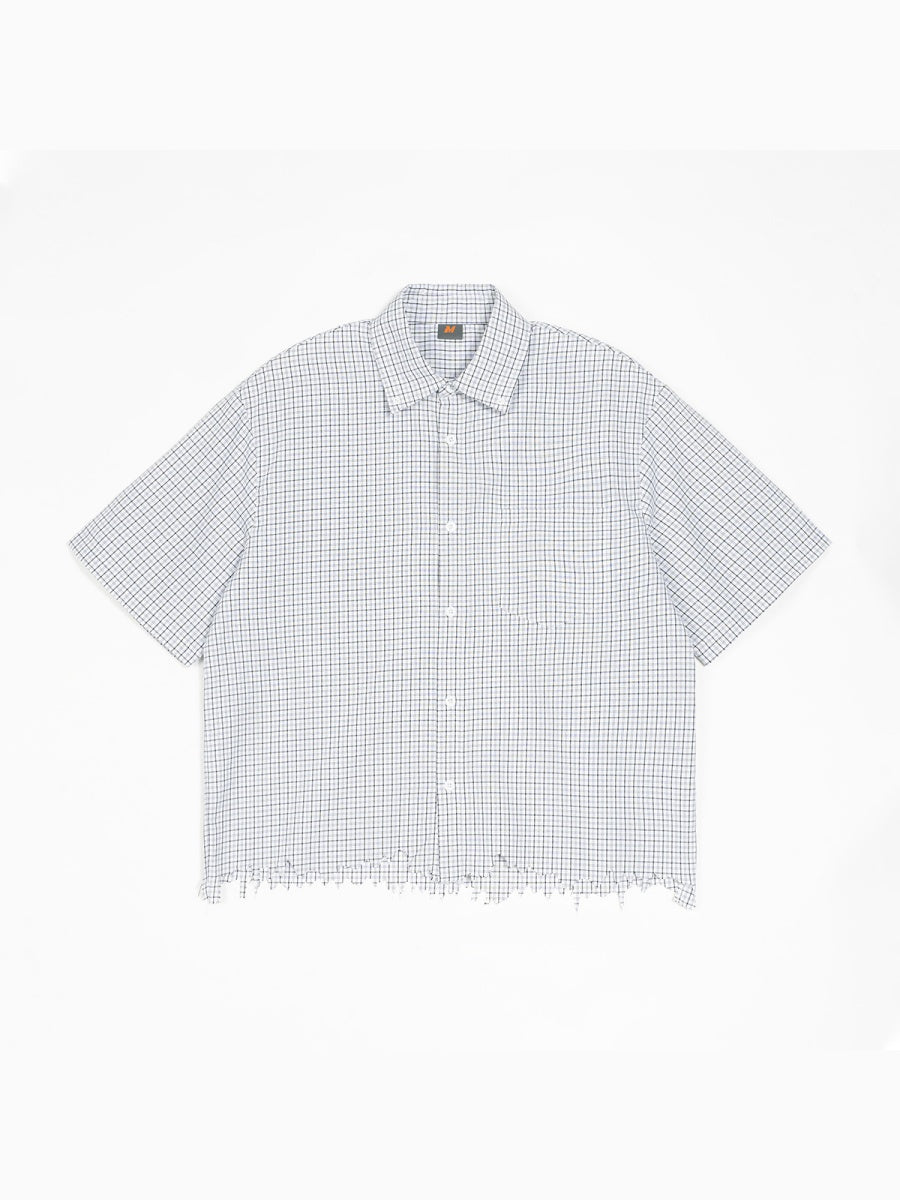 Destroy Hem Plaid Lightweight Boxy Shirts
