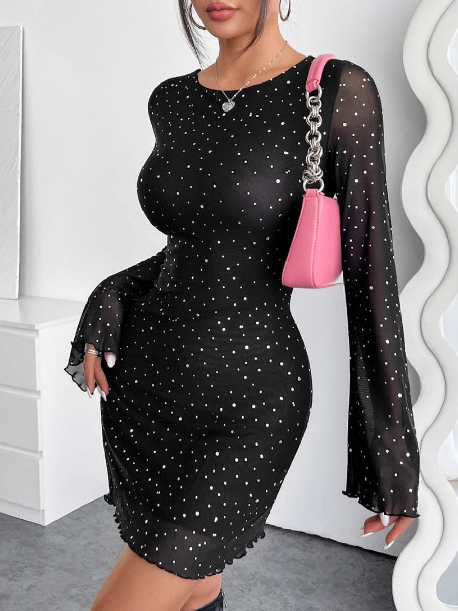 Liber Spring Women's Sequins Solid Color Mini&Short Dresses