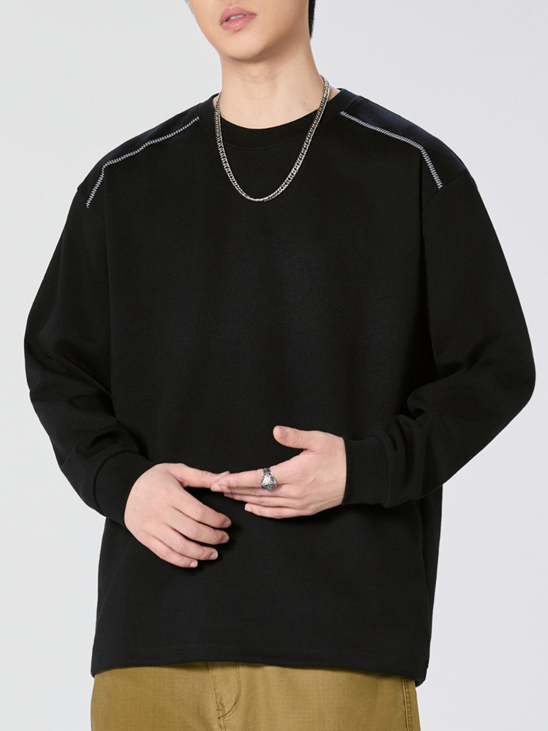 Crew Neck Loose-fit Sweatshirts&Hoodies