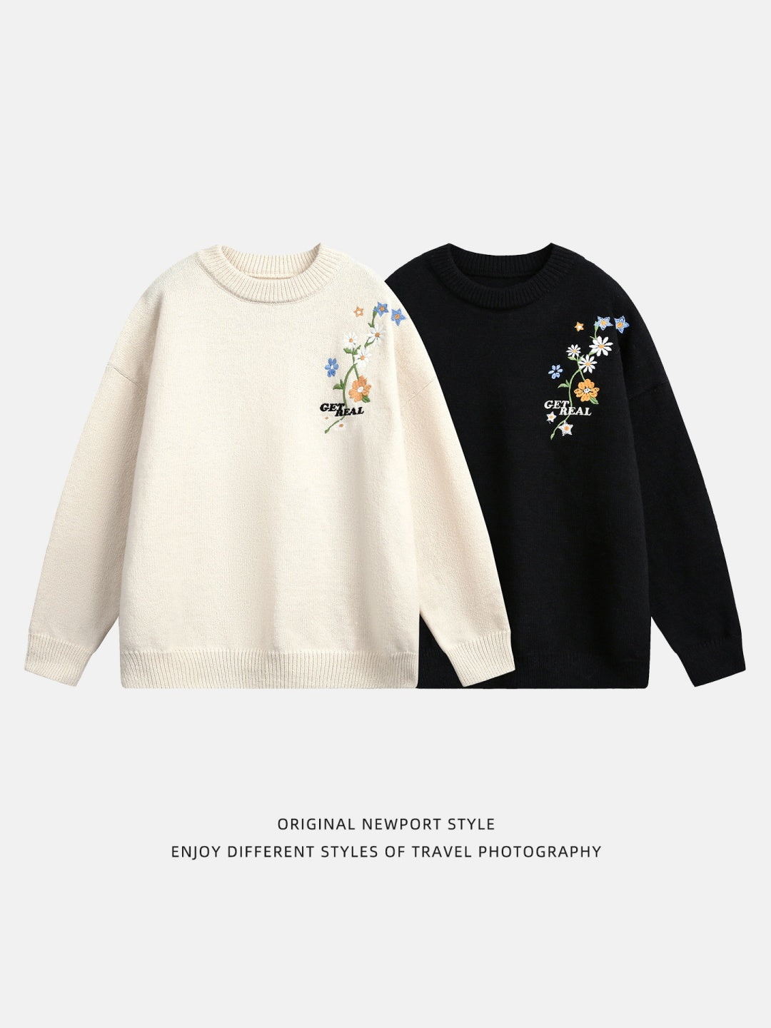 Plant patterns Embroidery Loose Thickening Pullover sweater