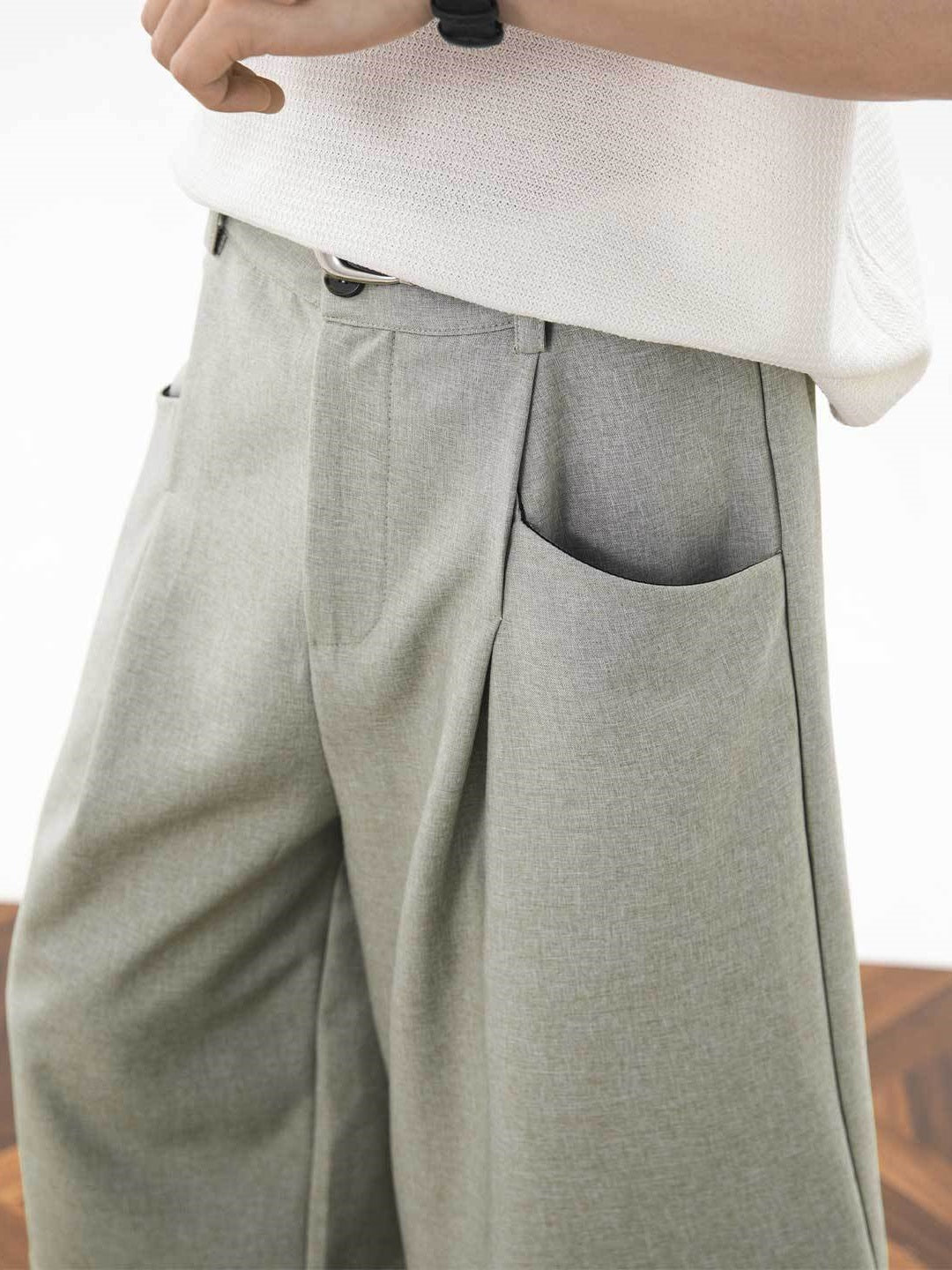 Imitation Linen Loose-fit 7 Points Dress Pants Shorts