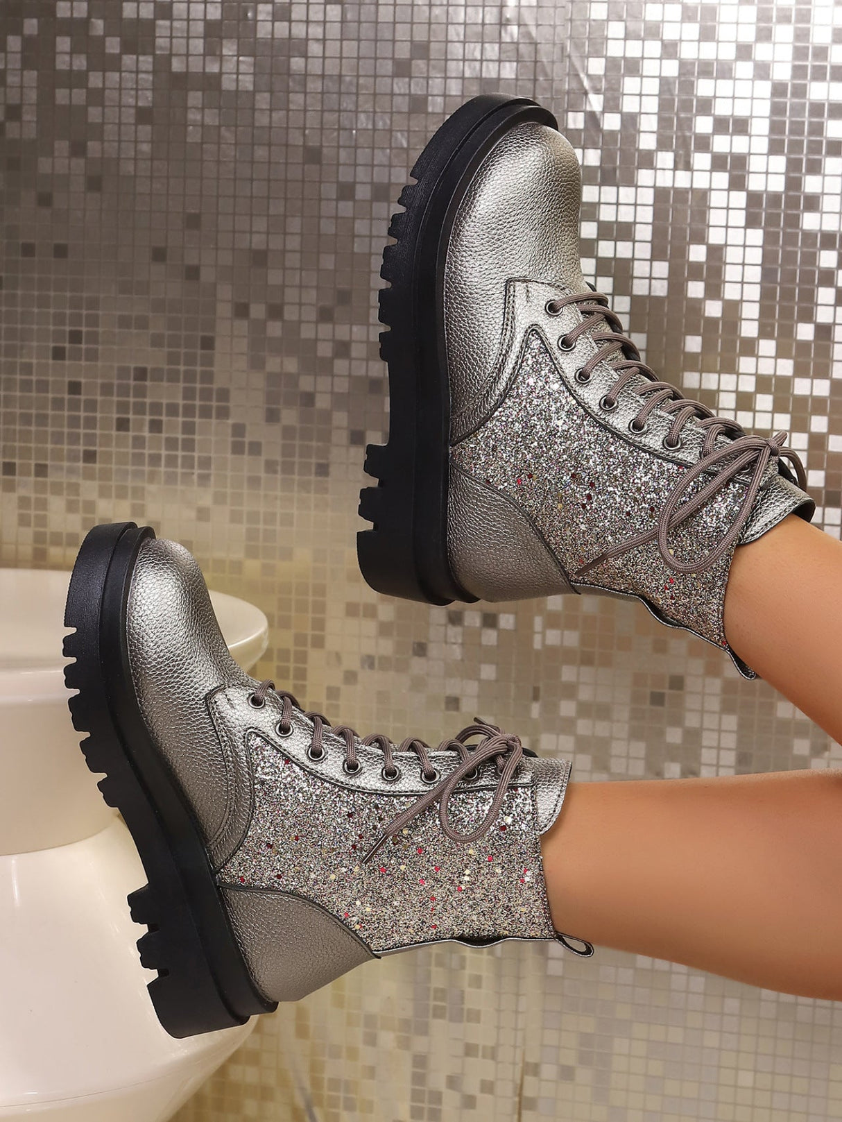 Sequined Women's Martin Boots