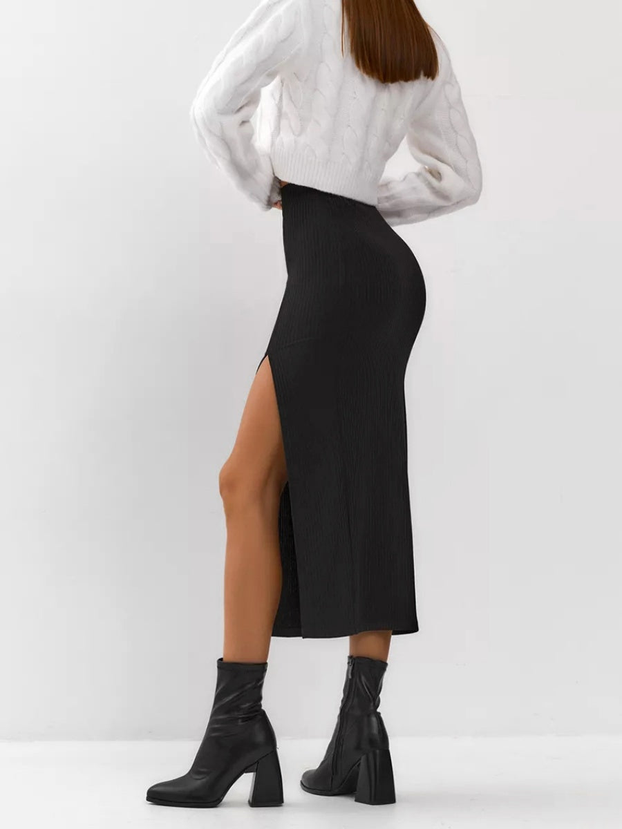 Bodycon Style With Slits Slim Fit Piping Daily Workplace Skirt