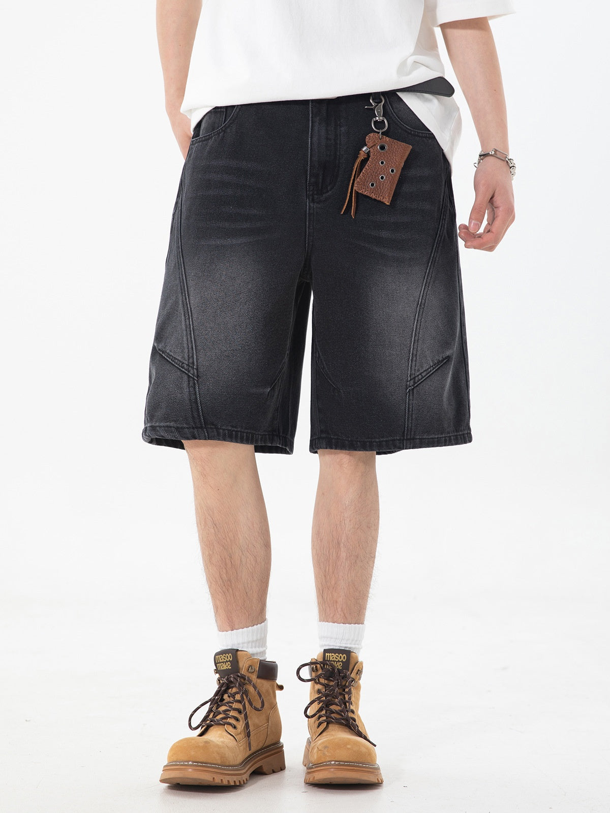 Washed Denim Five Points Shorts