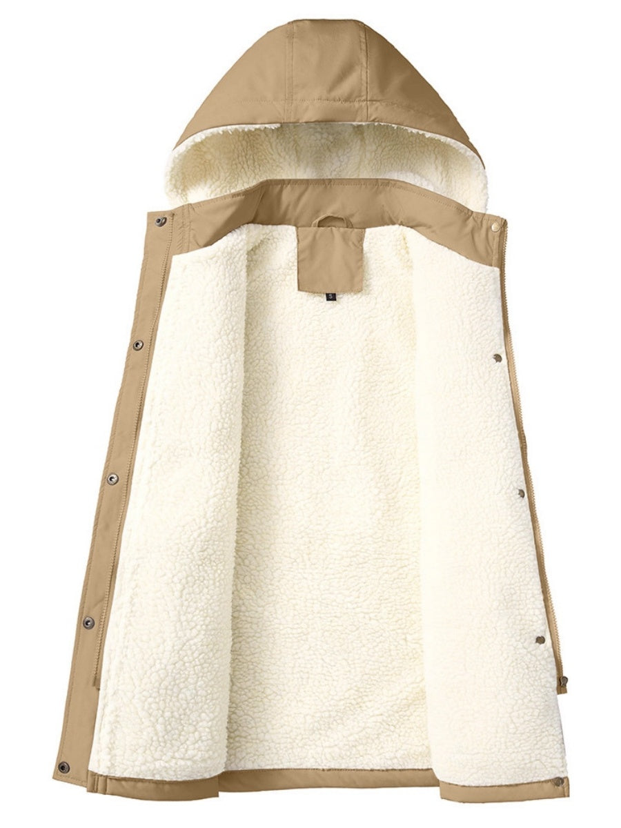 Vest-style Hooded Vests Imitation Lambskin Multi-pocket Sleeveless Workwear Jacket/windbreaker