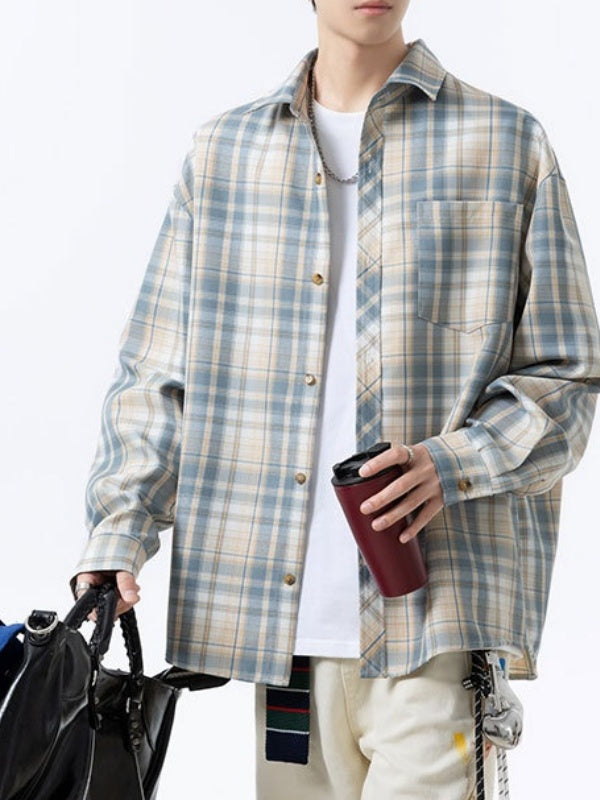 Liber Autumn Neutral wear Color matching Stripes Shirts
