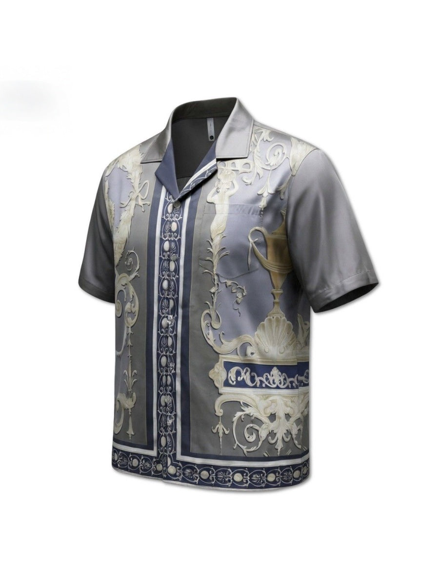 Jacquard Dark Pattern Cuban Territory Shirts