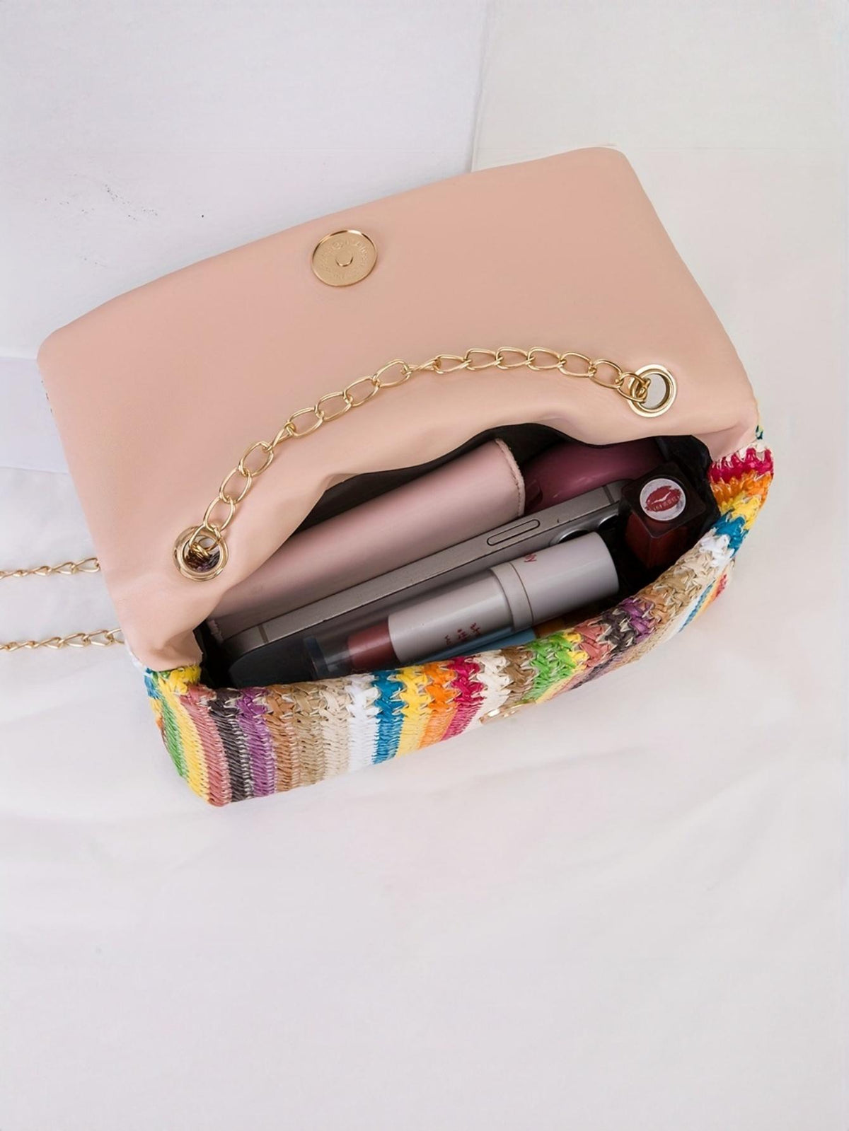 Colorful Straw Crossbody Bag For Vacation
