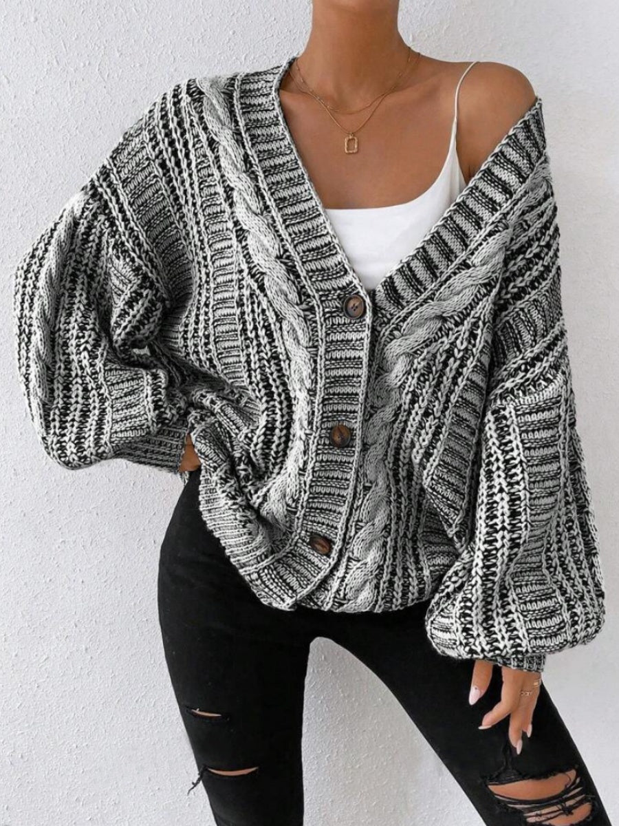 Liber Winter Women's Distressed Cable Cardigans Sweaters