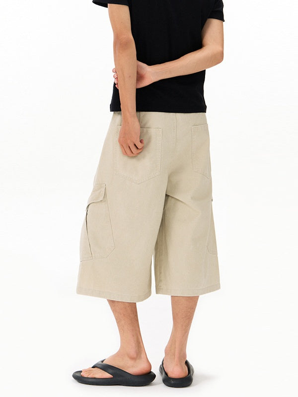 Washed Distressed Work Clothes 7 Points Shorts