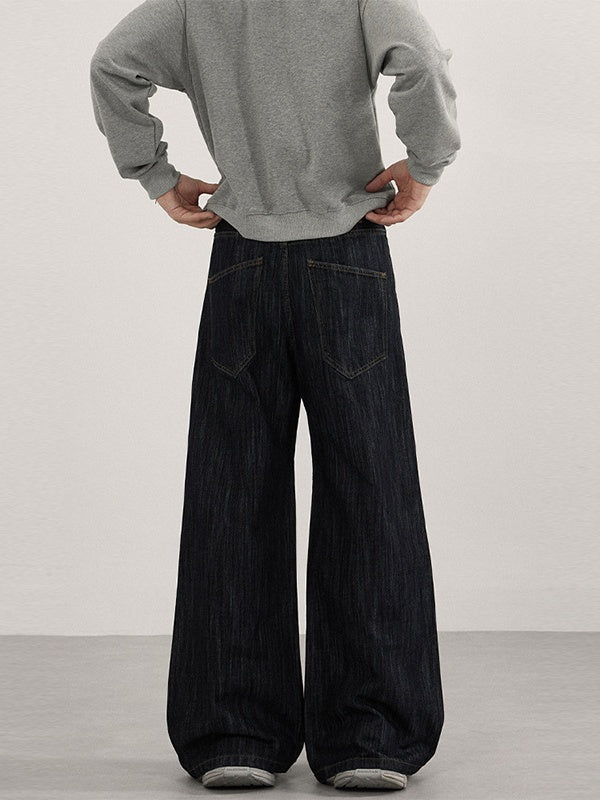 Retro Washing Bamboo Pattern Type A Cleanfit Drape Jeans