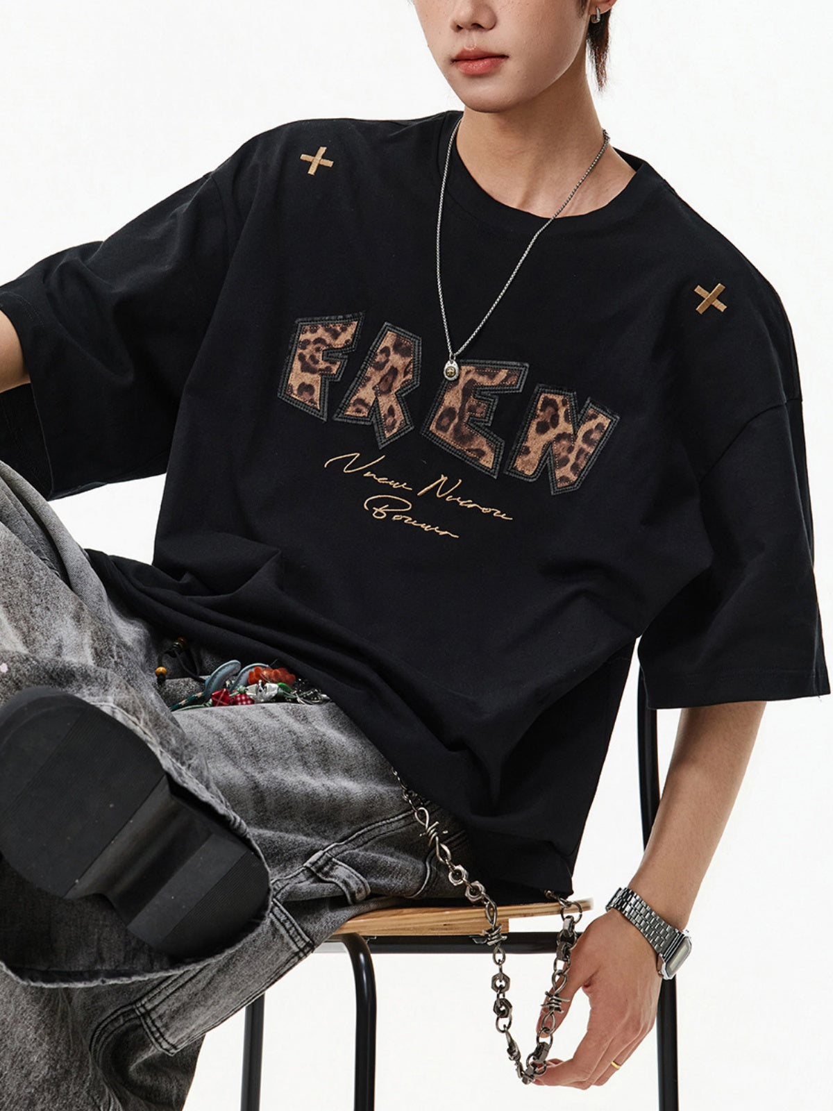 Leopard Print Printed Loose-fit T-shirts