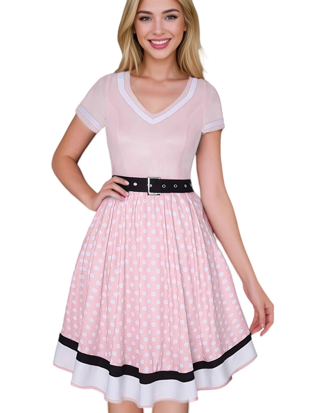Christmas Polka Dots Splicing Large Skirt Midi Dresses