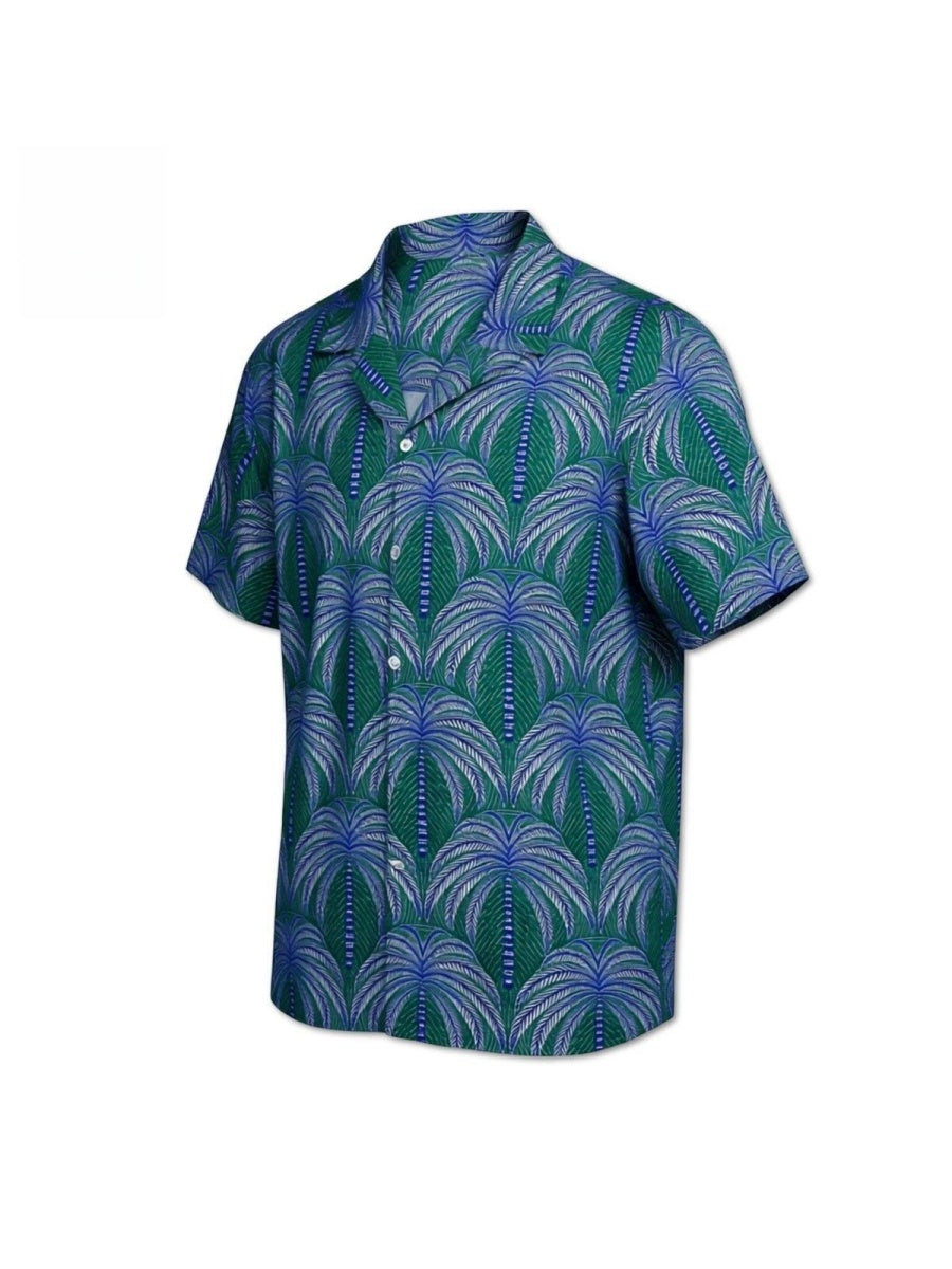 Cuban Territory CityBoy Coconut Trees Vacation Style Satin Shirts