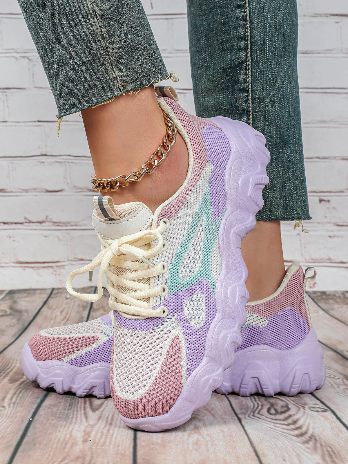 Color-blocked Unisex Casual Sneakers