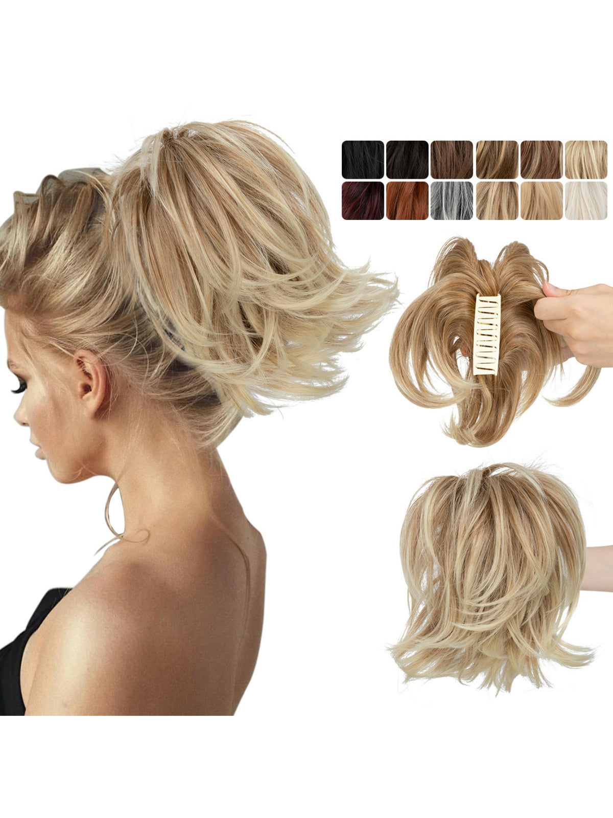 Short, Curled Ponytail Wig With Clip