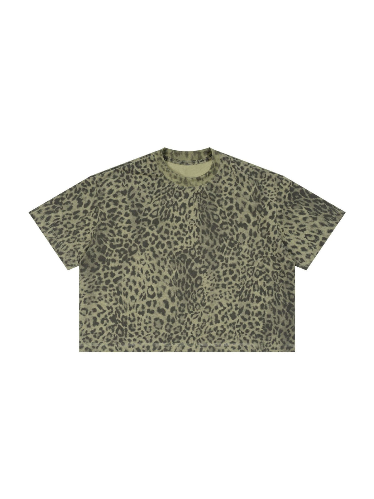 Loose-fit Cropped Leopard Print Printed T-shirt