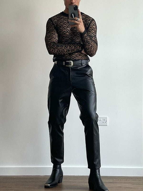 Loose-fit Lace Hollow Out Slim-fit T-shirts