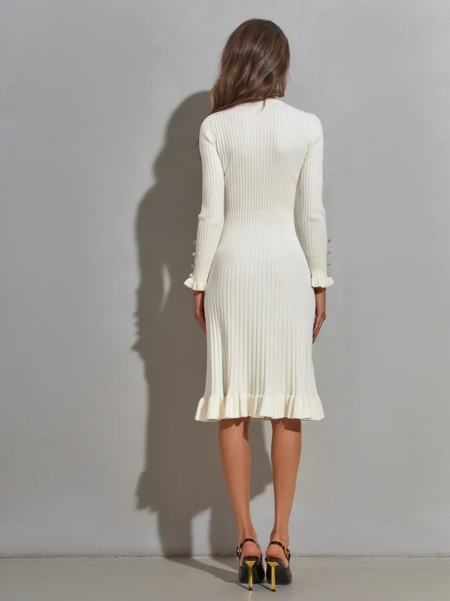 Over-the-knee Sweater, Button-down Knit Fishtail Midi Dress