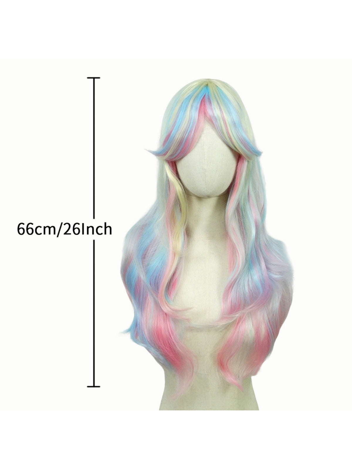 Colored Synthetic Fiber Long Wavy Curl Wig
