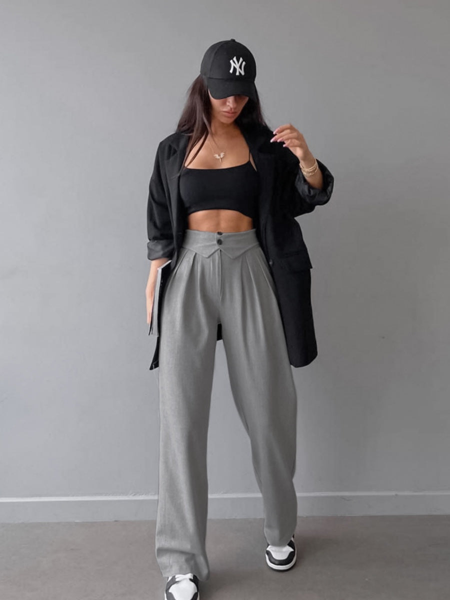 Straight-leg button-down trousers