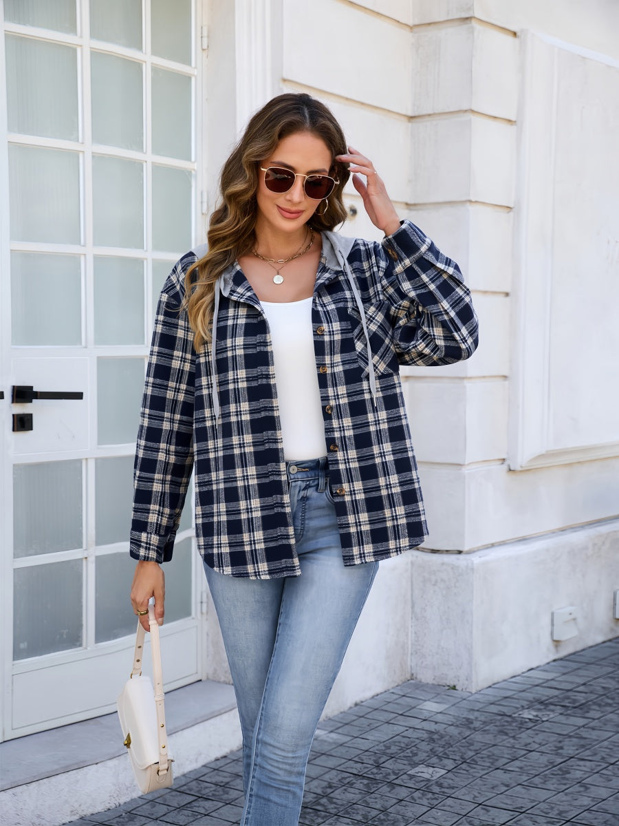 Woolen Plaid Button Jacket
