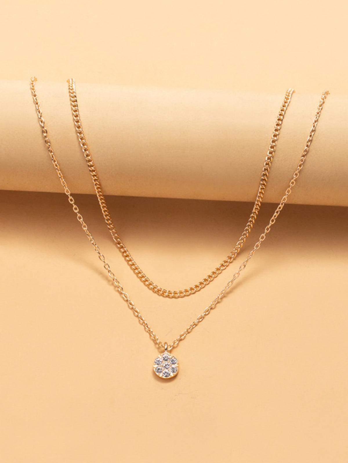 Diamond-set Multi-layered Pendant Necklace
