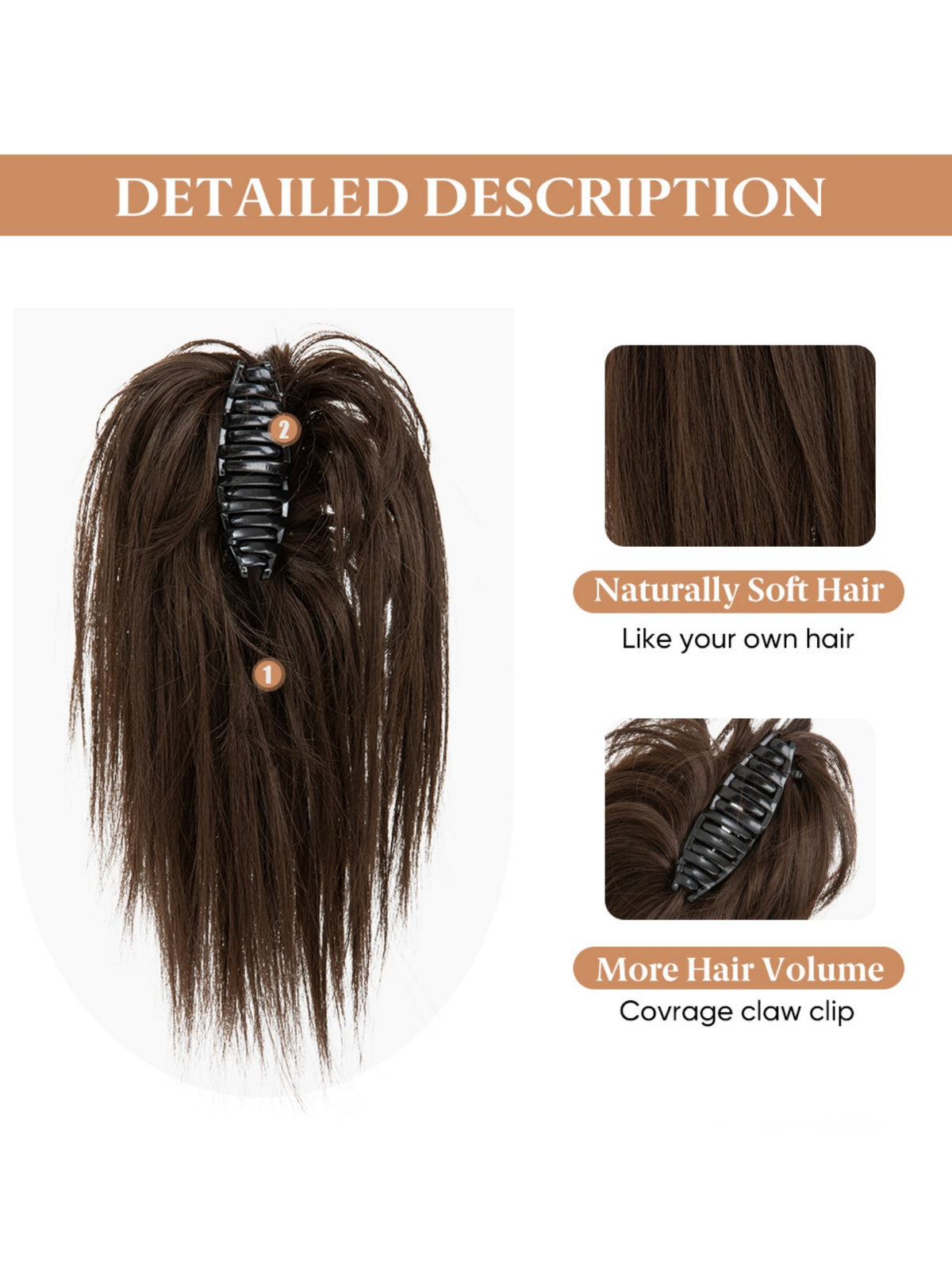 Ponytail Hair Clip Headpiece, Long Fringe Style High-temperature Silk Hair Clip Hair Tie Wig