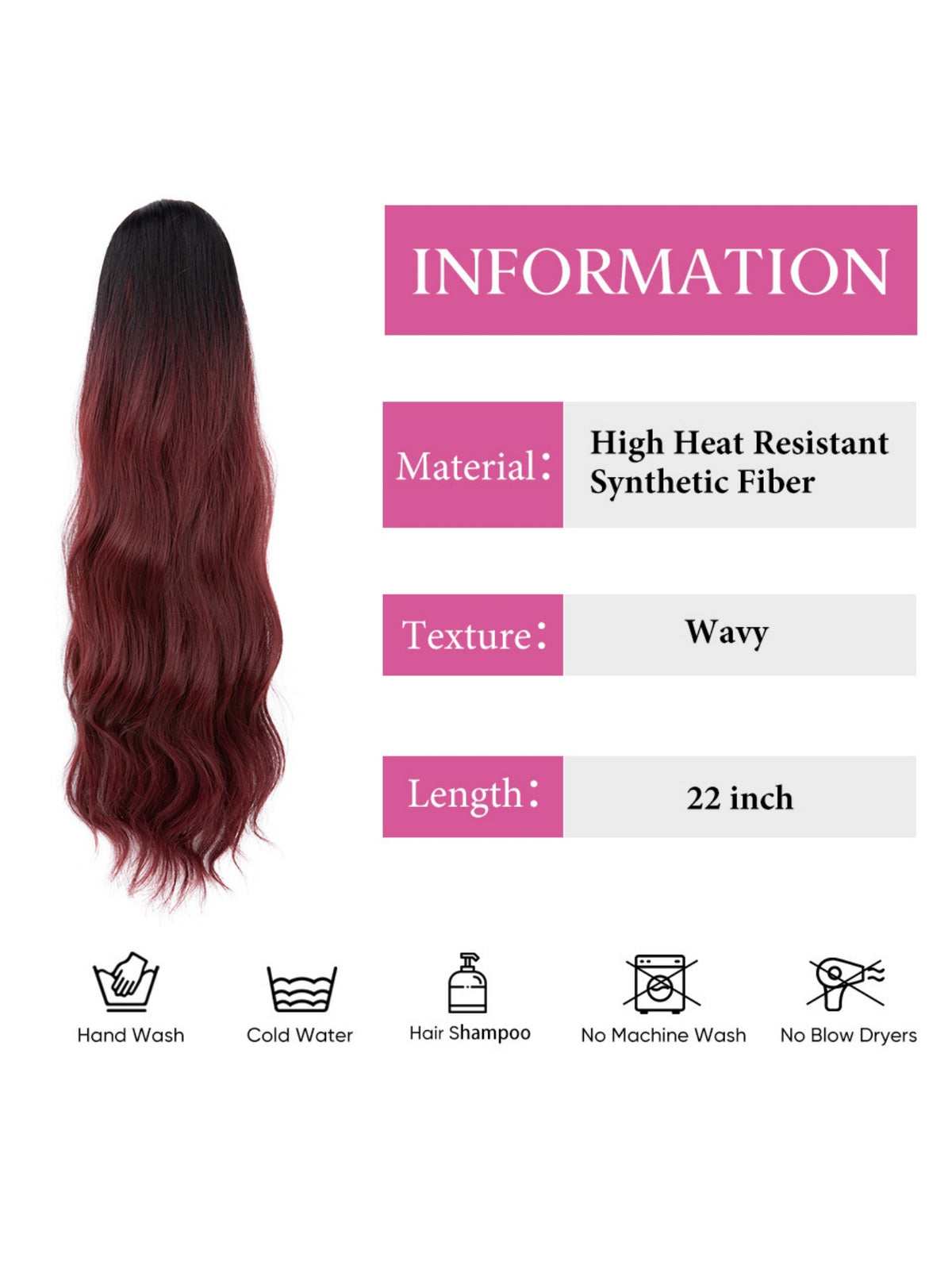 Pull-cord Hair Tie Water Ripple High-temperature Silk Ponytail Wig
