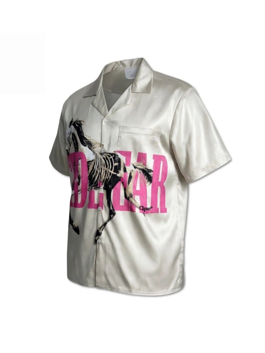 Skeleton Horse Satin Cuban Territory Shirts