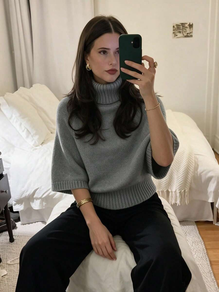 Autumn And Winter High-neck Loose Knit Sweater