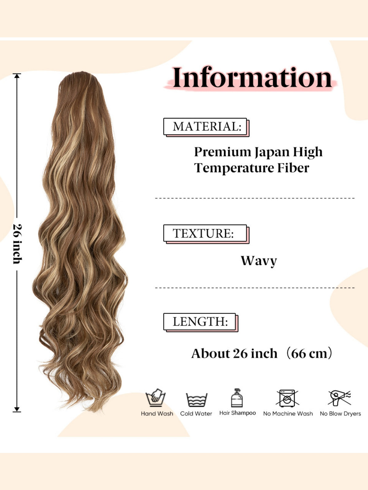Water Ripple Drawstring Style High-temperature Synthetic Fiber Long Curly Hair