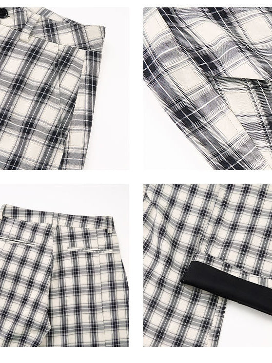 Old Money Style Plaid Machete Baggy Dress Pants Pants