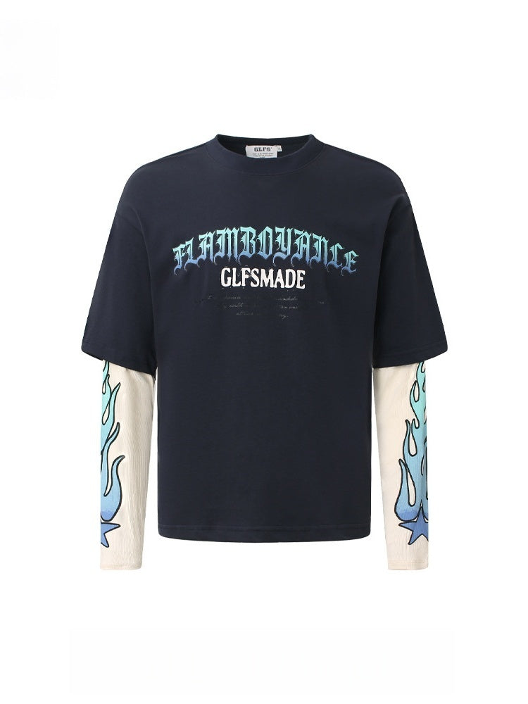 Liber Autumn Neutral wear Color matching Printed T-shirts